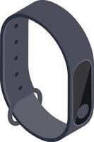 Modern smart wristband with dark gray silicone strap and blank screen, wearable technology for fitness tracking and notifications, isometric view vector