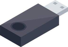 Gray USB flash drive with key ring hole, useful for storing and transferring data, shown in isometric view, creating a modern and practical image vector