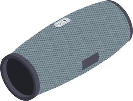 Gray wireless portable speaker featuring power and microphone buttons, ideal for listening to music on the go, enhancing audio experiences with its compact and convenient design vector