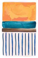 Modern abstract painting with textured orange, teal, and blue brushstrokes layered on a beige background, creating a vibrant and artistic composition vector
