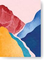 Abstract landscape painting featuring rolling hills and valleys in vibrant colors, creating a visually captivating and artistic representation of nature vector