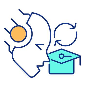 Self supervised learning RGB color icon. system progress. Automatic technology of data training. RAG. Isolated illustration. Simple filled line drawing. Editable stroke vector