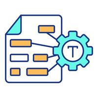 Text recognition AI system RGB color icon. Word embedding machine learning. Content semantic relationships analysis. Isolated illustration. Simple filled line drawing. Editable stroke vector