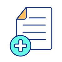 E paper with plus sign RGB color icon. Digital information augmentation service. Creating new e document service. Isolated illustration. Simple filled line drawing. Editable stroke vector