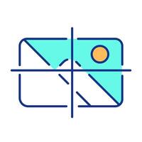Vision transformer RGB color icon. Image recognition technology. Processing graphic files with AI technology. Digital content. Isolated illustration. Simple filled line drawing. Editable stroke vector