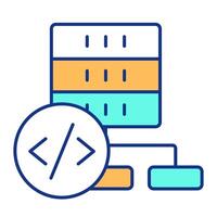 More developer control RGB color icon. Coding symbol with data service. Choosing current information for research. Isolated illustration. Simple filled line drawing. Editable stroke vector