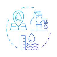 Water quantity blue gradient concept icon. Measuring liquid amount in natural sources. Environment care. Round shape line illustration. Abstract idea. Graphic design. Easy to use in article vector