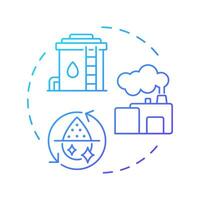 Industrial water reuse blue gradient concept icon. Manufacturing and production facilities needs. Liquid usage. Round shape line illustration. Abstract idea. Graphic design. Easy to use in article vector