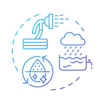 Stormwater reuse blue gradient concept icon. Rainwater for non portable usage. Liquid sources in cities. Round shape line illustration. Abstract idea. Graphic design. Easy to use in article vector