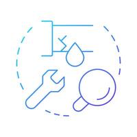 Check for water leaks blue gradient concept icon. Maintaining household plumbing system. Sustainability. Round shape line illustration. Abstract idea. Graphic design. Easy to use in booklet vector