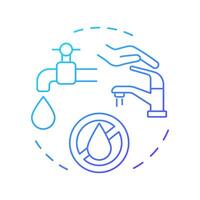 Turn tap off blue gradient concept icon. Water saving at home tip. Responsive consumption of liquid sources. Round shape line illustration. Abstract idea. Graphic design. Easy to use in article vector