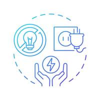 Unplug electronics blue gradient concept icon. Prevent phantom power loss. Energy saving tip. Sustainability. Round shape line illustration. Abstract idea. Graphic design. Easy to use in article vector