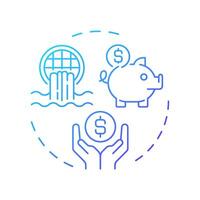 Cost effective water treatment blue gradient concept icon. Improve efficiency. Liquid recycling advantage. Round shape line illustration. Abstract idea. Graphic design. Easy to use in article vector