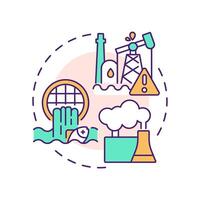 Pollution of ecosystem multi color concept icon. Biodiversity decline cause. Toxic emissions, water contamination. Round shape line illustration. Abstract idea. Graphic design. Easy to use in article vector
