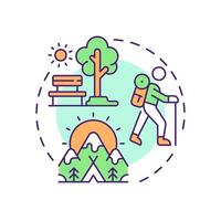 Cultural service multi color concept icon. Ecosystem service. Recreational activities. Scenic landscapes. Round shape line illustration. Abstract idea. Graphic design. Easy to use in article vector