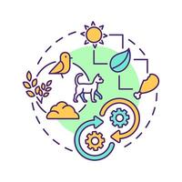 Food chain multi color concept icon. Ecological balance. Flow of energy within ecosystems. Predator and prey. Round shape line illustration. Abstract idea. Graphic design. Easy to use in article vector