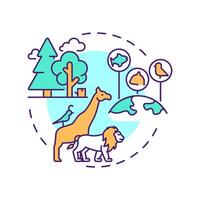Species biodiversity multi color concept icon. Diversity of life forms across ecosystems. Protect habitats. Round shape line illustration. Abstract idea. Graphic design. Easy to use in article vector