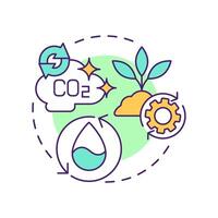 Nutrient cycling multi color concept icon. Ecological balance. Cycle of nutrients between plants, soil, atmosphere. Round shape line illustration. Abstract idea. Graphic design. Easy to use in article vector