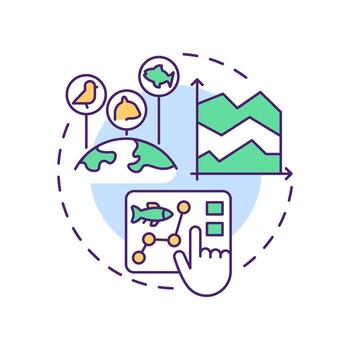 especies abundancia multi color concepto icono. biodiversidad medición. rastreo número de animales redondo forma línea ilustración. resumen idea. gráfico diseño. fácil a utilizar en artículo vector