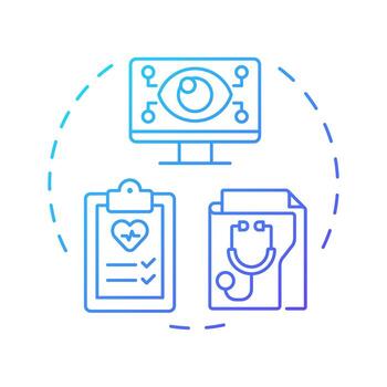 remoto paciente supervisión azul degradado concepto icono. salud métrica rastreo tecnología. telesalud trabajar. redondo forma línea ilustración. resumen idea. gráfico diseño. fácil a utilizar en presentación vector