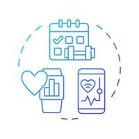 Mobile health applications blue gradient concept icon. Smartphone based tools for medicine. Telehealth technology. Round shape line illustration. Abstract idea. Graphic design. Easy to use in booklet vector