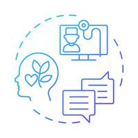 Teletherapy blue gradient concept icon. Mental health and counseling services. Application of telehealth. Round shape line illustration. Abstract idea. Graphic design. Easy to use in presentation vector