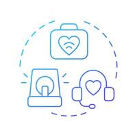 Telemedicine in emergencies blue gradient concept icon. Help in crisis situations. Application of telehealth. Round shape line illustration. Abstract idea. Graphic design. Easy to use in booklet vector