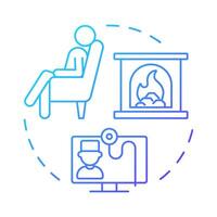Convenience blue gradient concept icon. Accessing healthcare facility from home. Benefit of telehealth. Round shape line illustration. Abstract idea. Graphic design. Easy to use in booklet vector