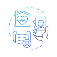 Avoid exposure to illness blue gradient concept icon. Contagious illnesses prevent. Benefit of telehealth. Round shape line illustration. Abstract idea. Graphic design. Easy to use in presentation vector