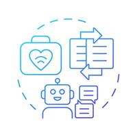 Conversational chatbots blue gradient concept icon. Answering health related question. Telehealth patient support. Round shape line illustration. Abstract idea. Graphic design. Easy to use in booklet vector