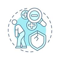 Weaknesses soft blue concept icon. Failure risk prediction strategy. SWOT analysis of business project. Round shape line illustration. Abstract idea. Graphic design. Easy to use in brochure vector