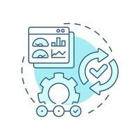 Process benchmarking soft blue concept icon. Find ways to improve specific tasks. Business data analytics. Round shape line illustration. Abstract idea. Graphic design. Easy to use in article vector