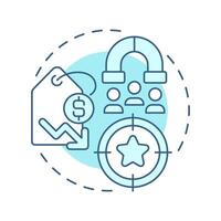 Cost focus soft blue concept icon. Lowest cost producer within niche. Business competitive advantage. Round shape line illustration. Abstract idea. Graphic design. Easy to use in brochure vector