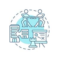 Offensive strategy soft blue concept icon. Active aggressive commerce. Competitive business management. Round shape line illustration. Abstract idea. Graphic design. Easy to use in brochure vector
