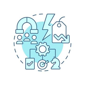 depredador fijación de precios suave azul concepto icono. conducción fuera competidores con bajo precios. competitivo estrategia. redondo forma línea ilustración. resumen idea. gráfico diseño. fácil a utilizar en folleto vector