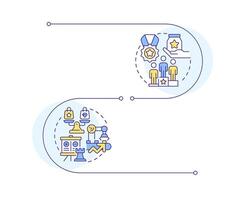 Competitive vs comparative advantage infographic vertical sequence. Company growth strategy. Visualization infochart with 2 steps. Circles workflow vector
