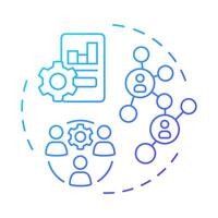 HRMS blue gradient concept icon. Human resource management system. Technology of workforces control improvement. Round shape line illustration. Abstract idea. Graphic design. Easy to use in brochure vector