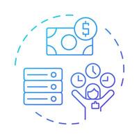 HRIS blue gradient concept icon. Human resource information system. Software for HR managers tasks. Round shape line illustration. Abstract idea. Graphic design. Easy to use in presentation vector