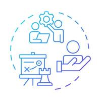 HCM blue gradient concept icon. Human capital management. Corporate employees regulation technology. Round shape line illustration. Abstract idea. Graphic design. Easy to use in presentation vector
