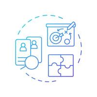 Analytics and workforce planning blue gradient concept icon. Staff data. Human resource management system. Round shape line illustration. Abstract idea. Graphic design. Easy to use in presentation vector