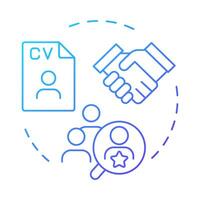 Recruiting blue gradient concept icon. Selecting suitable candidates for employment. Corporate HR process. Round shape line illustration. Abstract idea. Graphic design. Easy to use in presentation vector