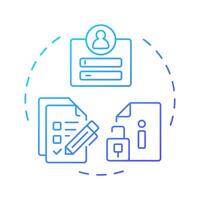 Employee self service blue gradient concept icon. Digital platform to access personal data. Operational HR. Round shape line illustration. Abstract idea. Graphic design. Easy to use in brochure vector