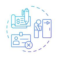 Offboarding blue gradient concept icon. Employee termination from organization. Operational HR purpose. Round shape line illustration. Abstract idea. Graphic design. Easy to use in brochure vector