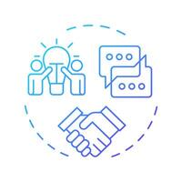Employee relation blue gradient concept icon. Relationships between employers and workforce. Operational HR. Round shape line illustration. Abstract idea. Graphic design. Easy to use in presentation vector