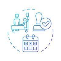 Absence management blue gradient concept icon. Control staff leaving in company. Operational HR purpose. Round shape line illustration. Abstract idea. Graphic design. Easy to use in brochure vector