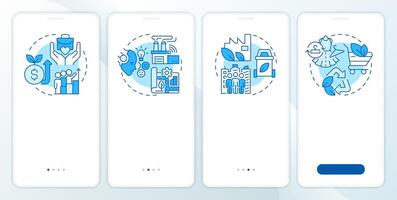 Financial development blue onboarding mobile app screen. Walkthrough 4 steps editable graphic instructions with linear concepts. UI, UX, GUI template vector