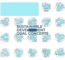 Sustainable development goal soft blue concept icons. Social justice, equality. Ecology, finance. Icon pack. Round shape illustrations for infographic, presentation. Abstract idea vector