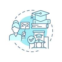 Quality education soft blue concept icon. Professional teacher, graduation. Skill development. Round shape line illustration. Abstract idea. Graphic design. Easy to use in infographic, presentation vector