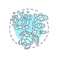 Life below water soft blue concept icon. Ecology preservation, ecosystem. Sea animals, ocean. Round shape line illustration. Abstract idea. Graphic design. Easy to use in infographic, presentation vector
