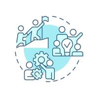 Partnership for goals soft blue concept icon. Team work, workflow. Collaboration, business. Round shape line illustration. Abstract idea. Graphic design. Easy to use in infographic, presentation vector